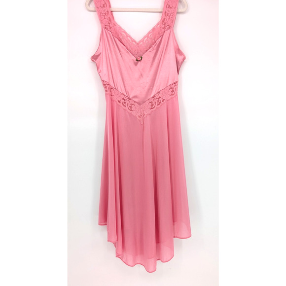 VTG 1980s Pink Princess Balletcore Coquette Fairy Lace Slip Vassarette Gown LG - Picture 1 of 13